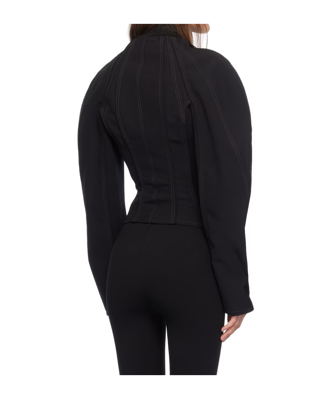 Mugler Zipped Sculpted Sleeves Jacket In Black