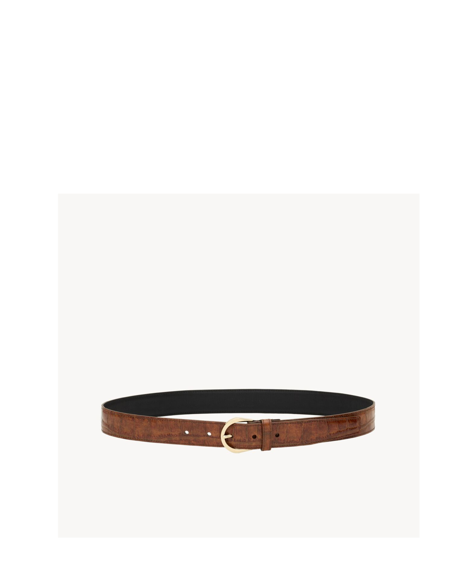 Shop Saint Laurent Crescent Moon Belt In Crocodile-embossed Leather In Brown