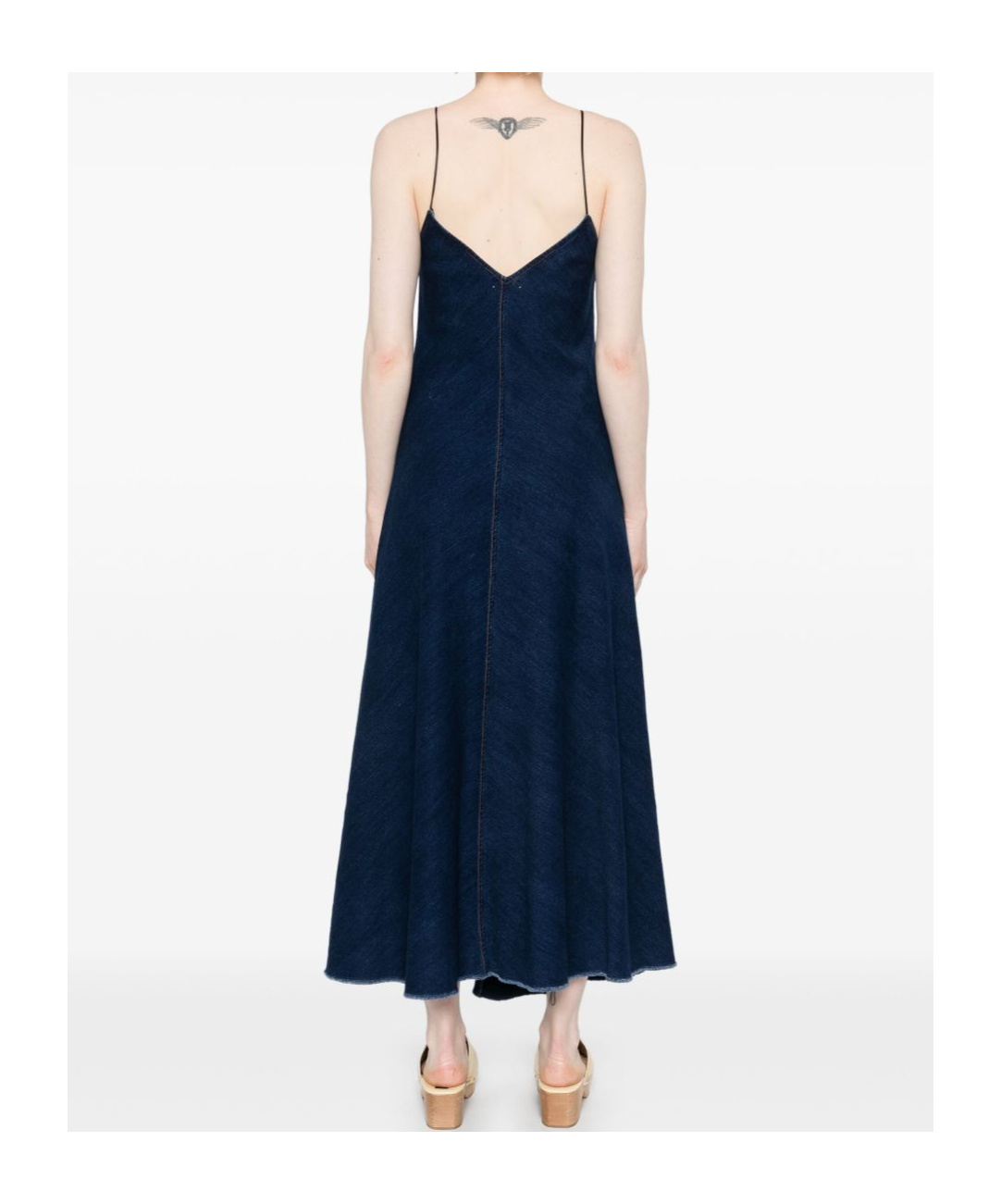 Shop Forte Forte Flared Denim Long Dress