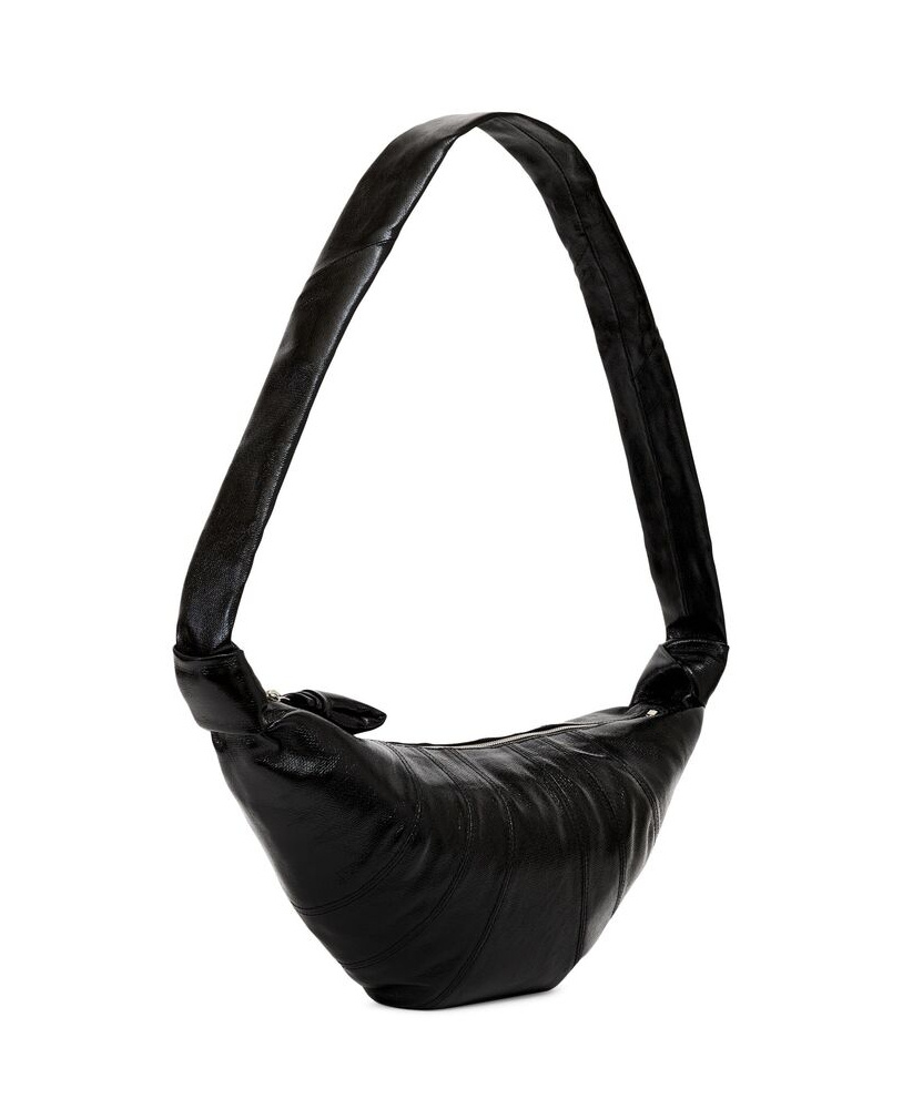Lemaire Medium Grained Leather Croissant Shoulder Bag In Black