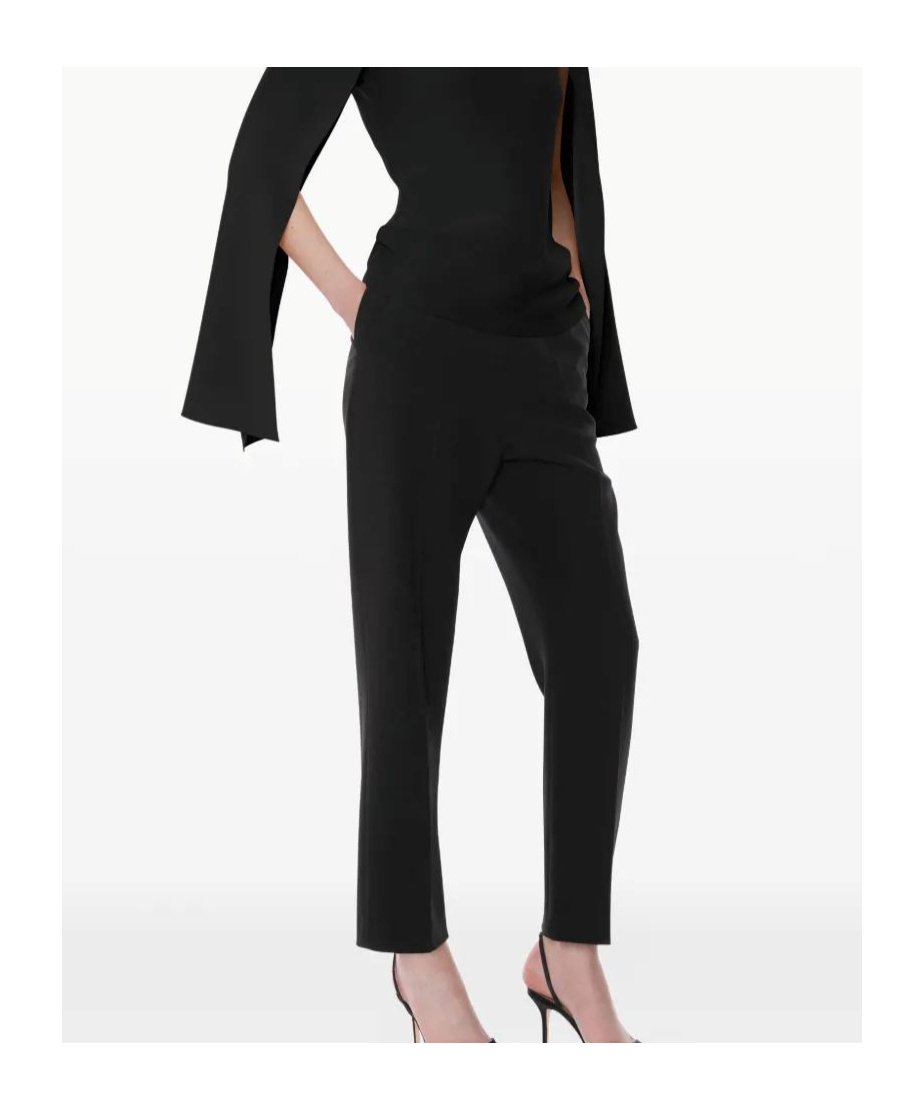 Alberta Ferretti High Waist Straight Leg Trousers With Side Pockets In Black