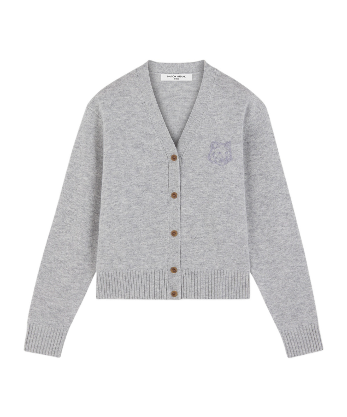 MAISON KITSUNÉ BOLD FOX HEAD EMBROIDERED CARDIGAN 