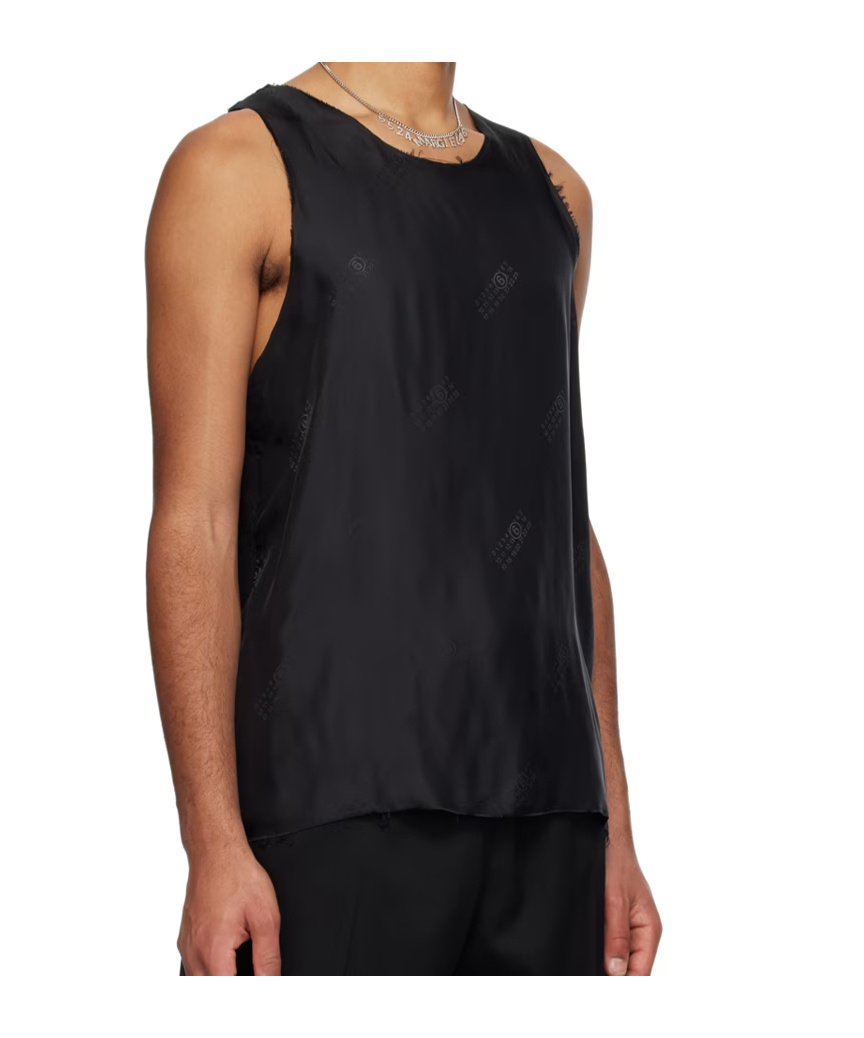 Mm6 Maison Margiela Numbers Motif-print Panelled Tank Top In Black
