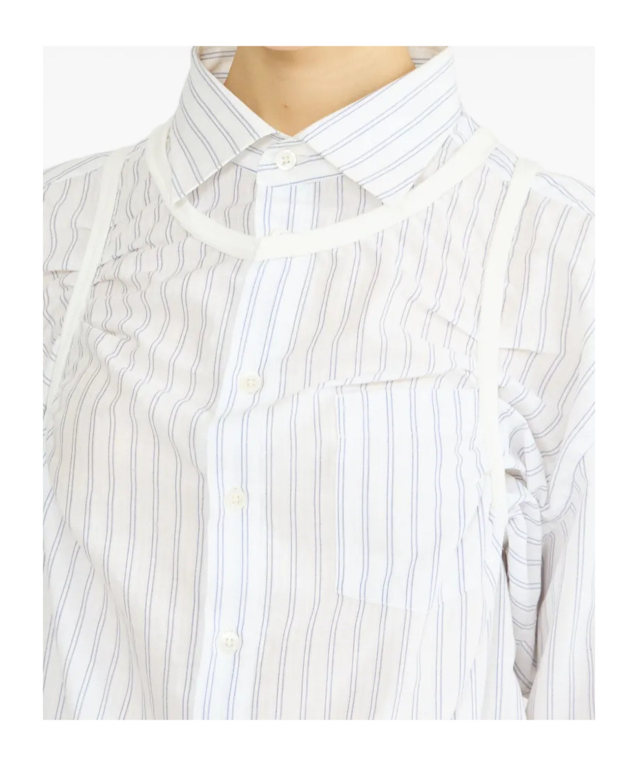 Maison Margiela Striped Long-sleeved Shirt Buttoned Cuffs In White