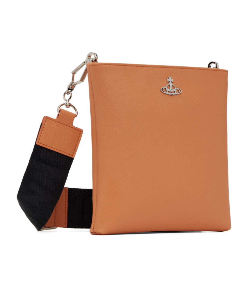 Vivienne Westwood Squire Square Webb Strap Logo Cross-body Bag In Orange