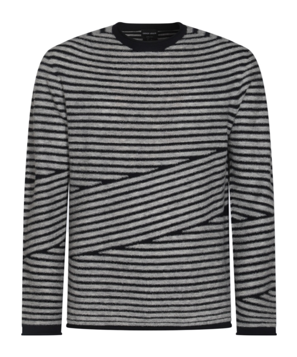 Giorgio Armani Striped Sweater In Black