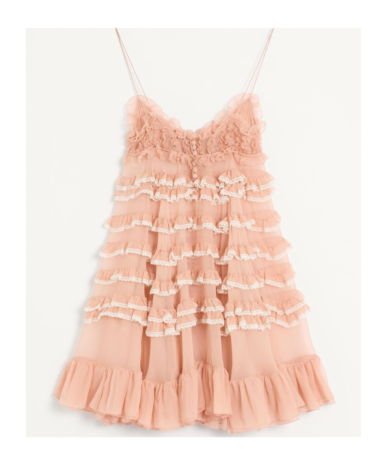 Valentino Kurzes Kleid Aus Chiffon Frau Rose Mist 38 In Rose Fog