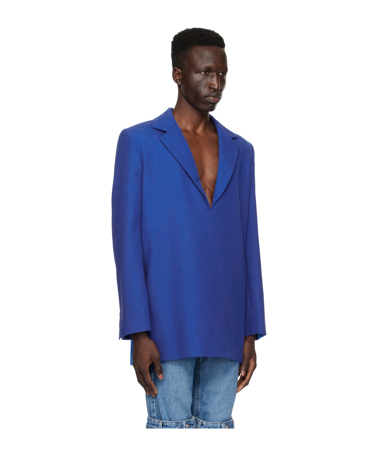 Coperni Deep V Long-sleeved Suit Coat In Blue