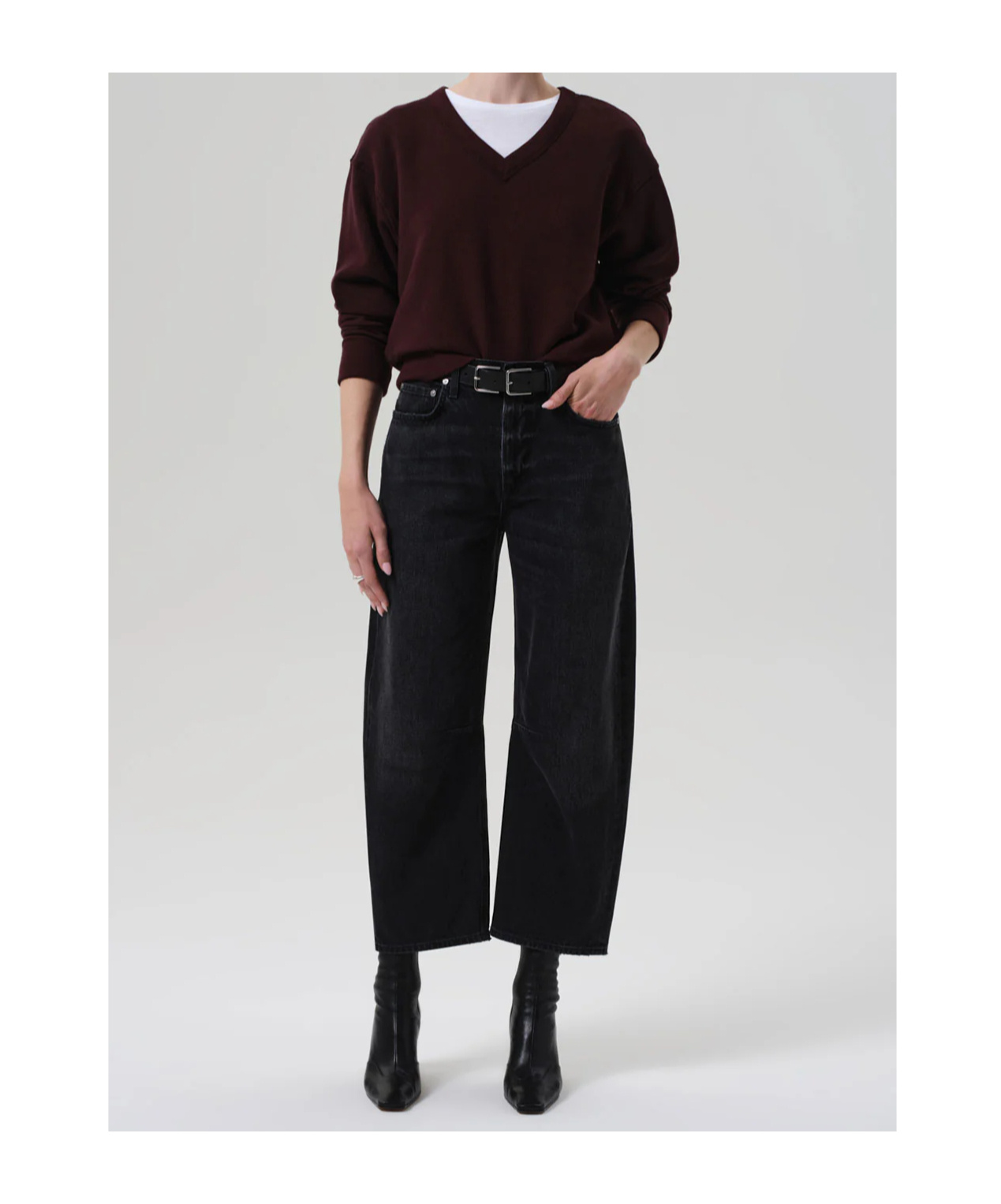Citizen Of Humanity Black Annina High Rise Wide Leg 33 Jeans In Black