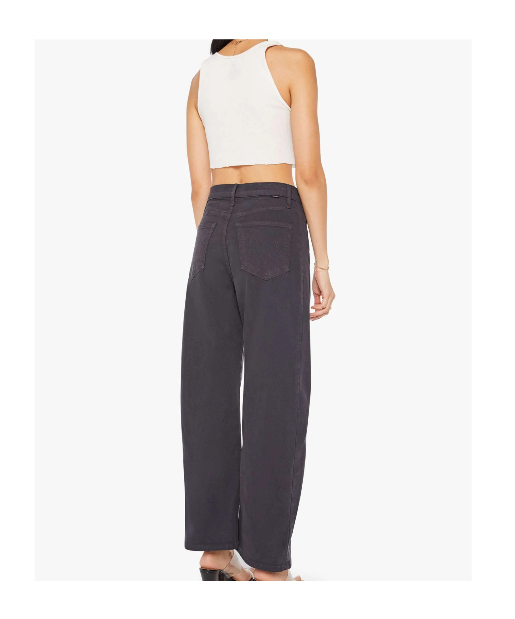 Mother The Half Pipe Flood High Waist Barrel Jeans In Black