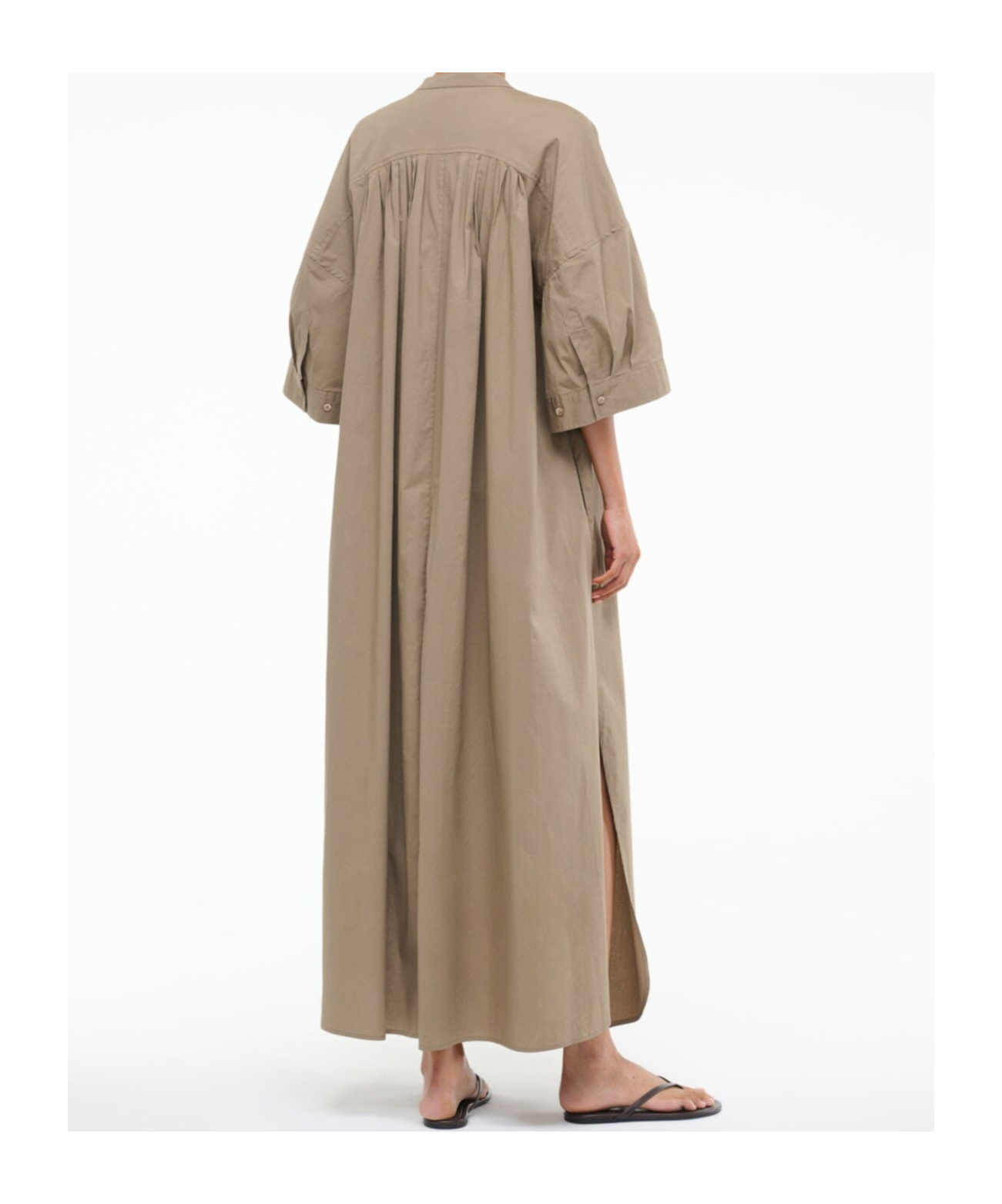 Staud Enzo Stretch-cotton Poplin Maxi Shirt Dress In Neutral