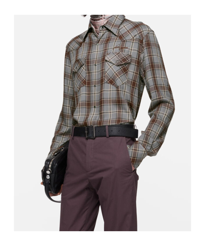 Acne Studios Checked Shirt Button Down Collar Pockets In Multi