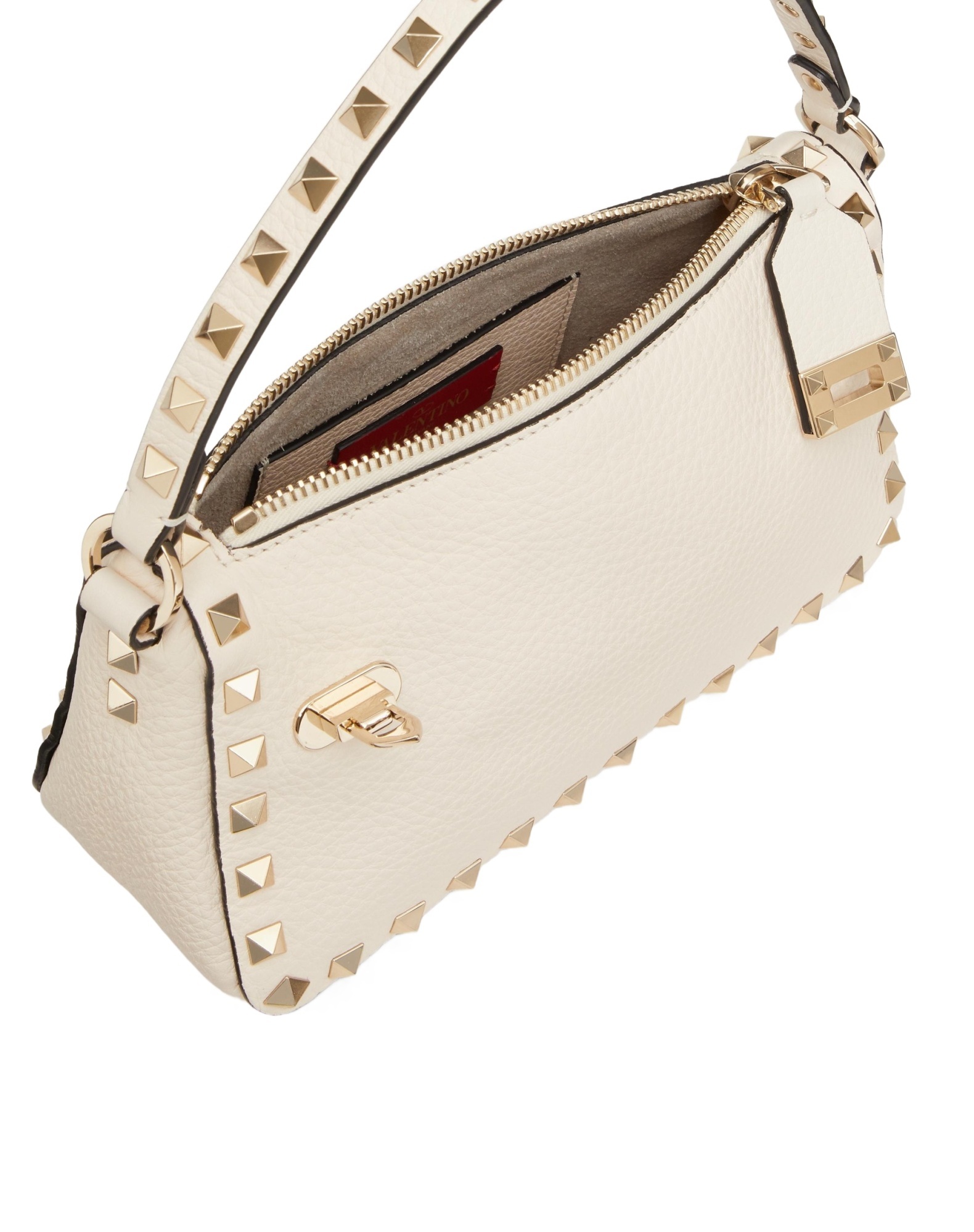 Valentino Garavani Women Rockstud Small Leather Shoulder Bag In White
