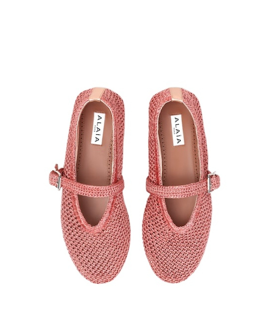 Alaïa Womens Azzedine Alaia Buckled-strap Crochet Ballet Flats In Pink