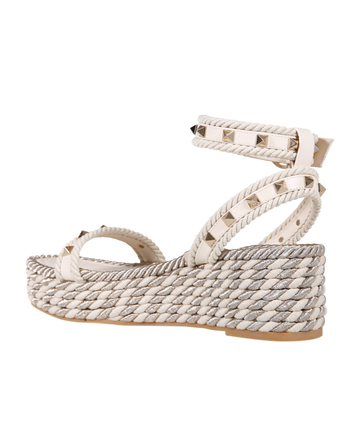 Valentino Garavani Rockstud Platform Espadrillas In White