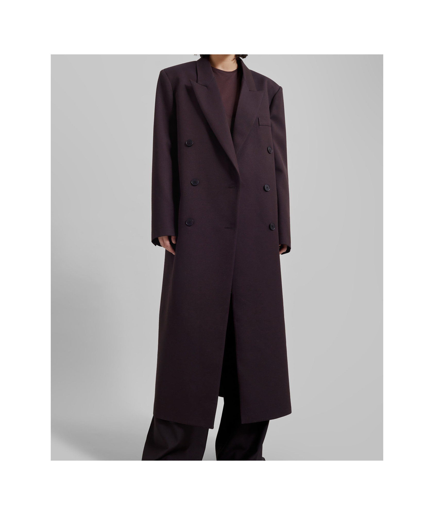 Shop The Frankie Shop Jane Long Coat - Dark Plum