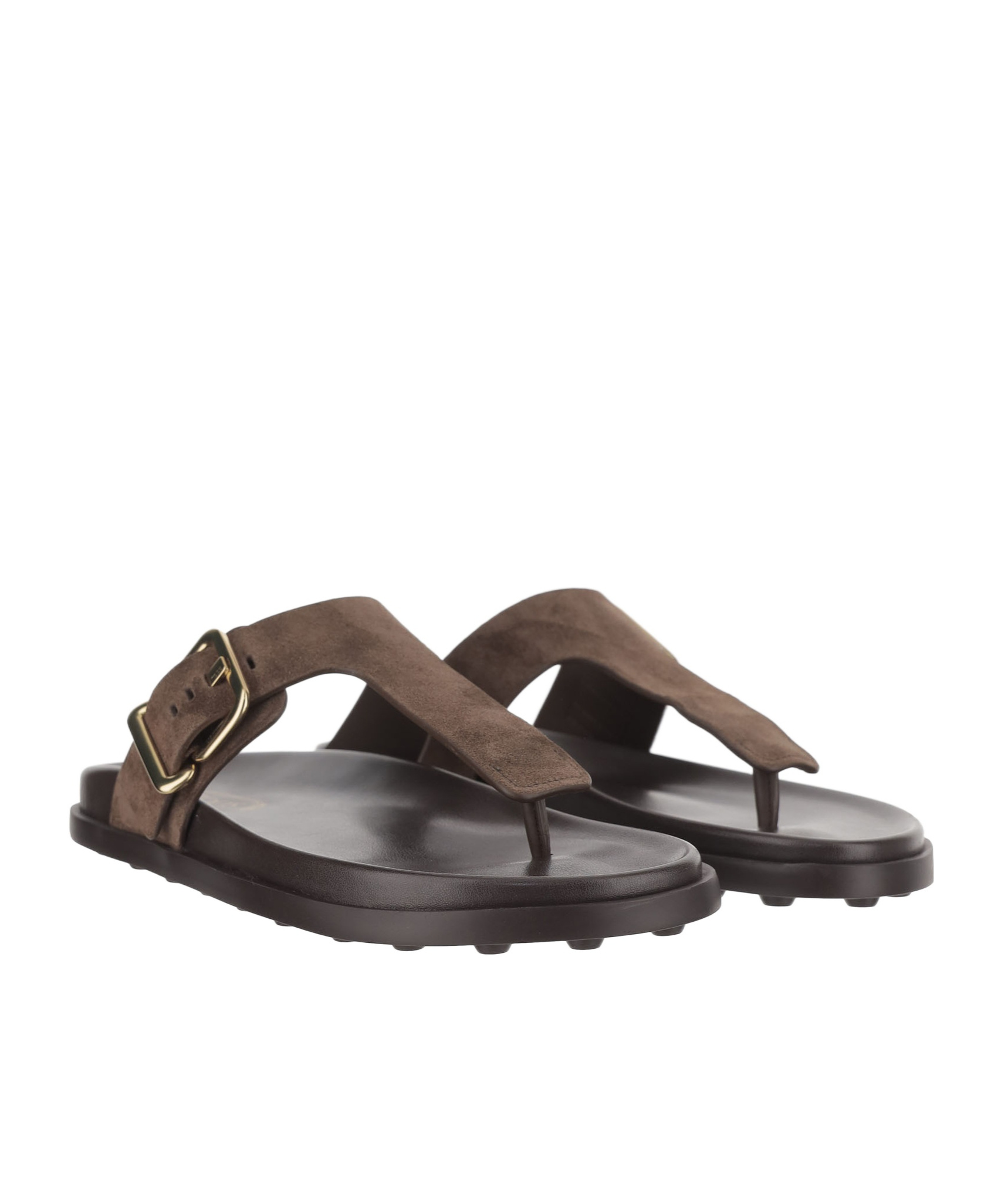Tod's Buckle Detail Flat Sole Open Toe Slide In Black