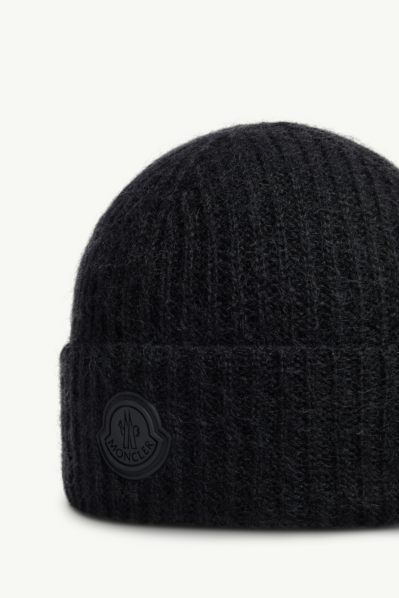 Moncler Wool Mohair Blend Beanie In Black