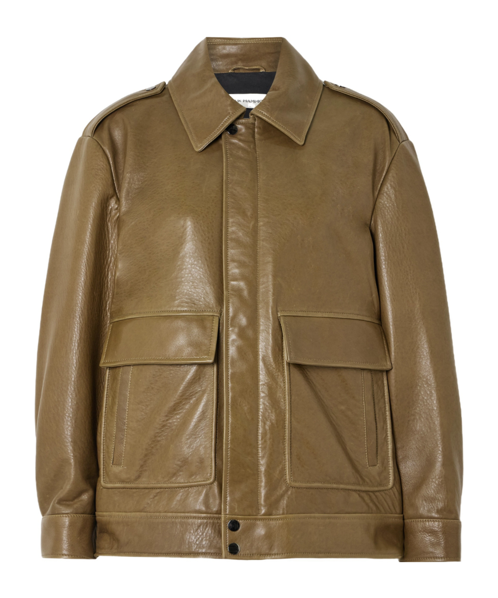 Nour Hammour Drey Textured-leather Jacket In Brown