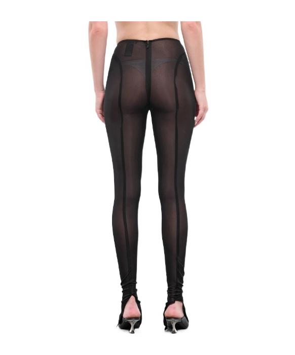 Mugler Logo-plaque Cut-out Leggings In Black