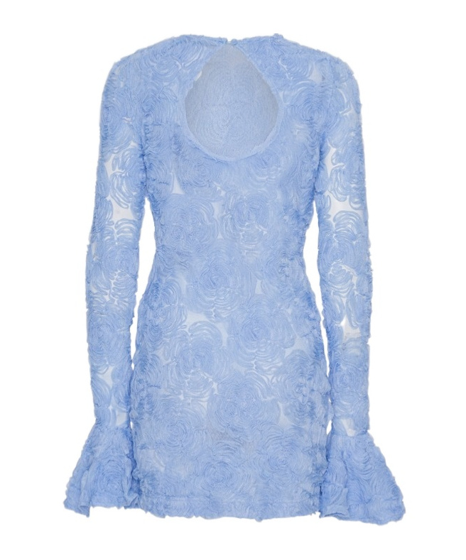 ROTATE BIRGER CHRISTENSEN FLORAL-APPLIQUÉ MESH MINI DRESS