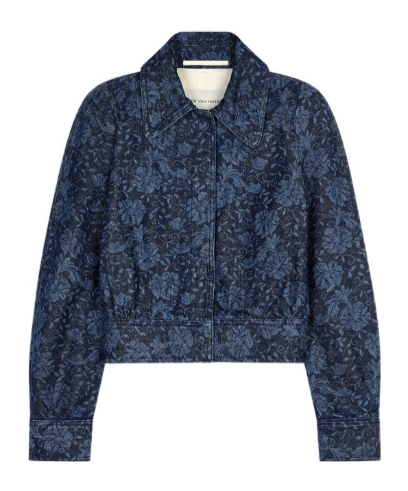 Dries Van Noten Printed Denim Jacket In Purple