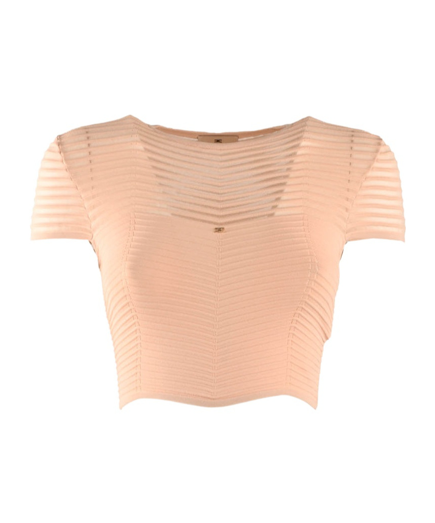 ELISABETTA FRANCHI HERRINGBONE PATTERN SHORT TOP
