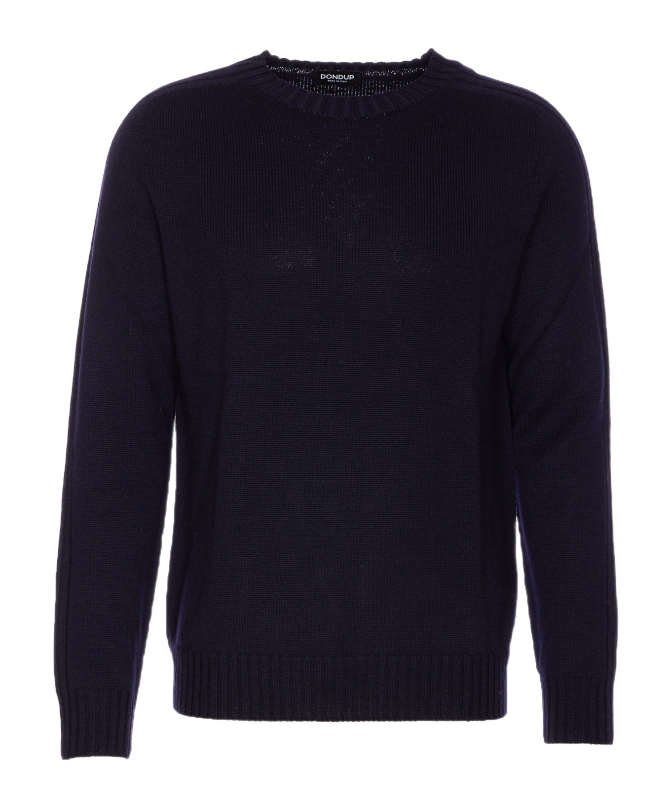 Dondup Crewneck Sweater With Ribbed Cuffs And Hem In Blue