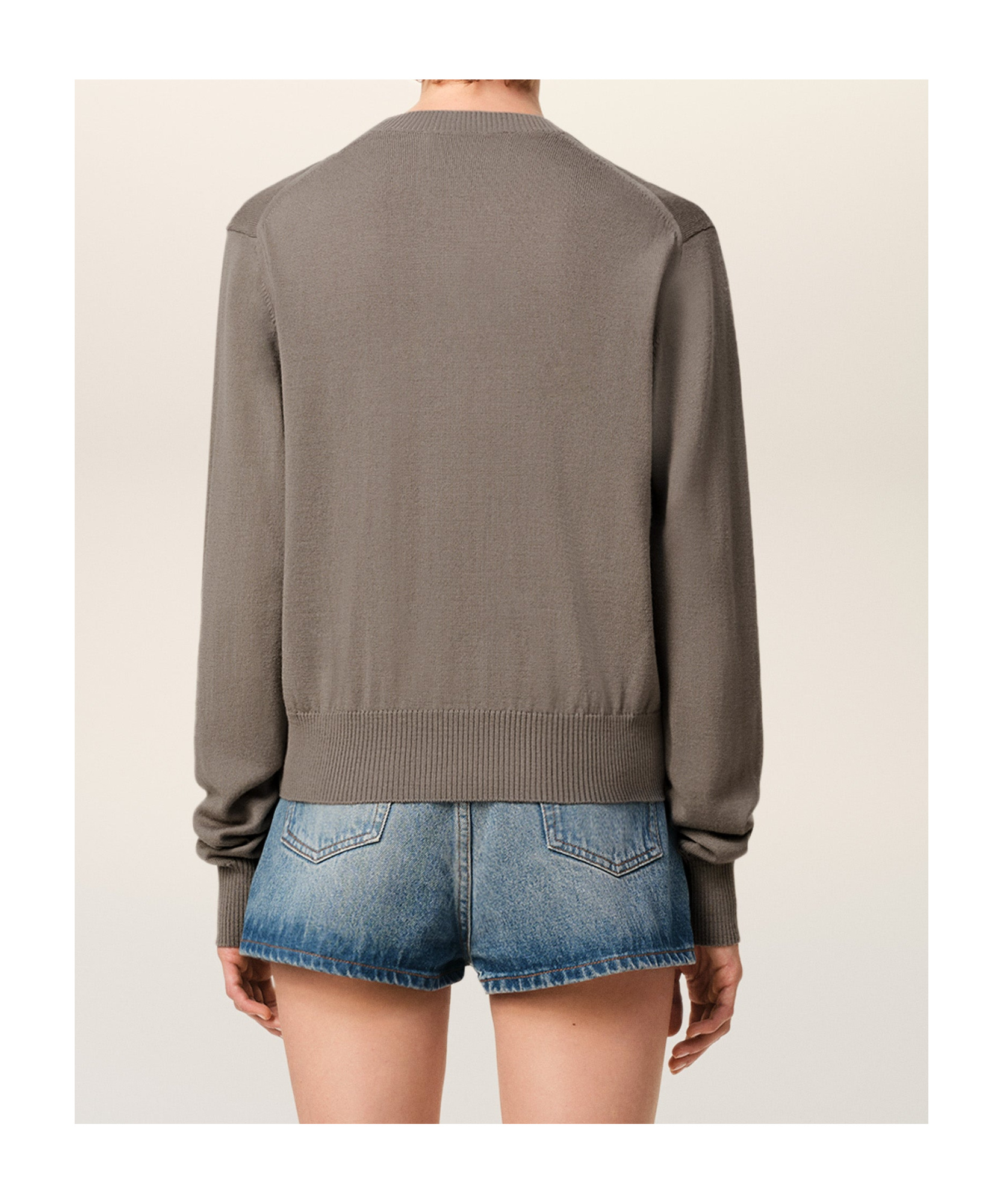 Ami Alexandre Mattiussi Beige Wool Ami De Coeur Crew Neck Sweater Grey In Gray