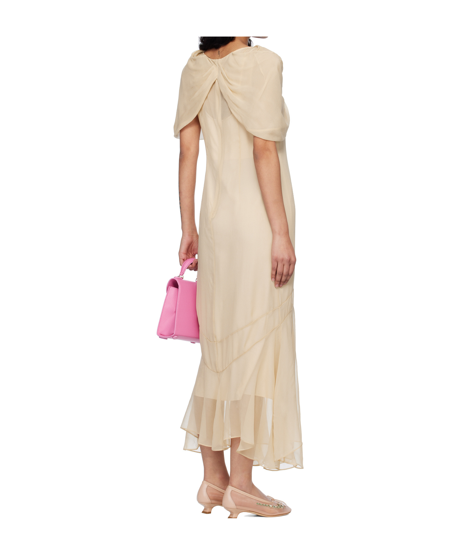 Simone Rocha Sheer Bow-detailed Midi Dress In Brown