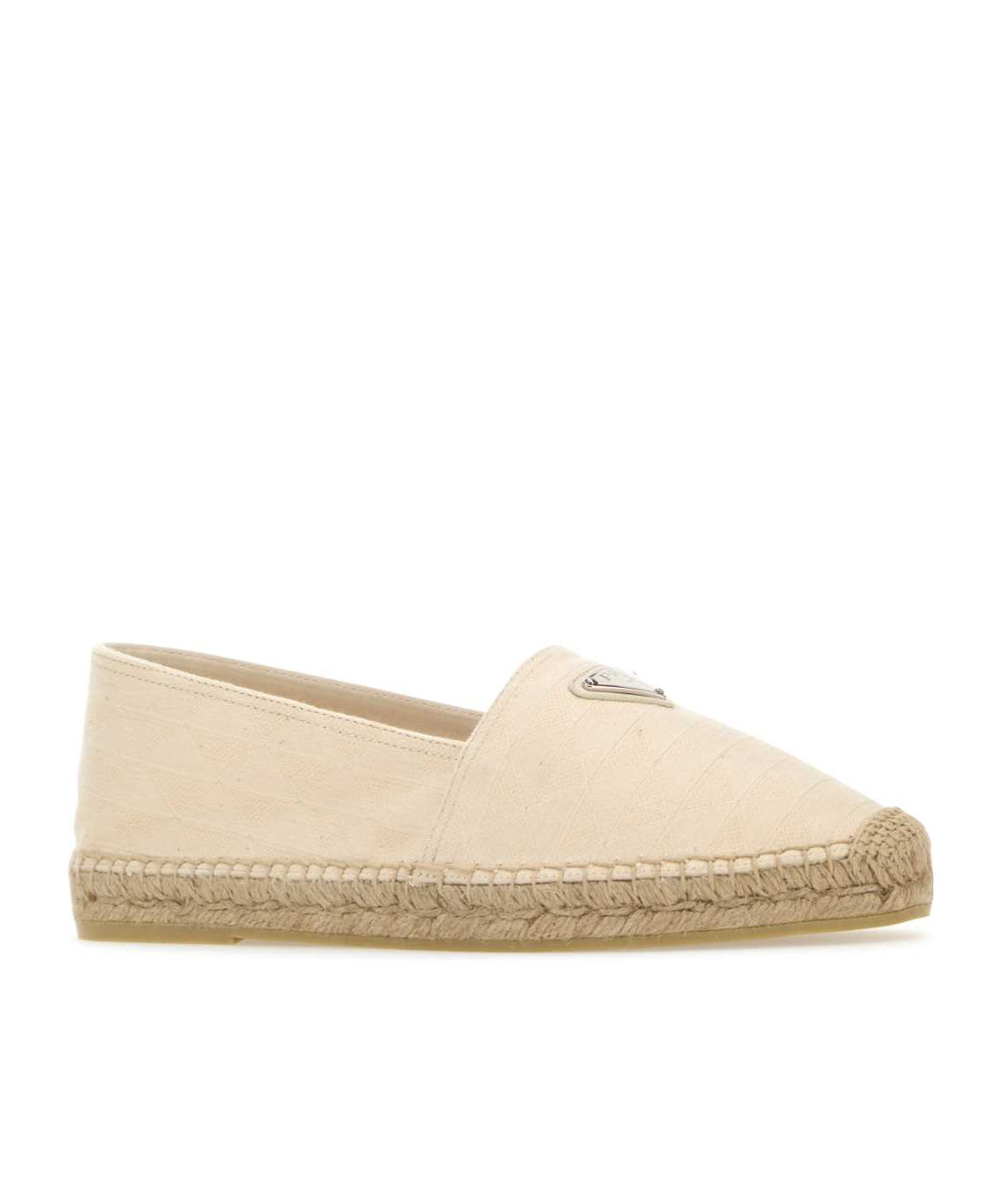 Prada Enamel-logo Espadrilles In Nude