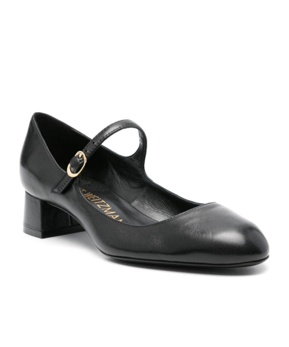 Shop Stuart Weitzman Thick Heel Mary Jane Shoes In Black