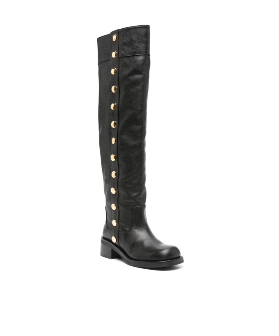 Moschino 50mm Stud-embellished Knee Boots In Black