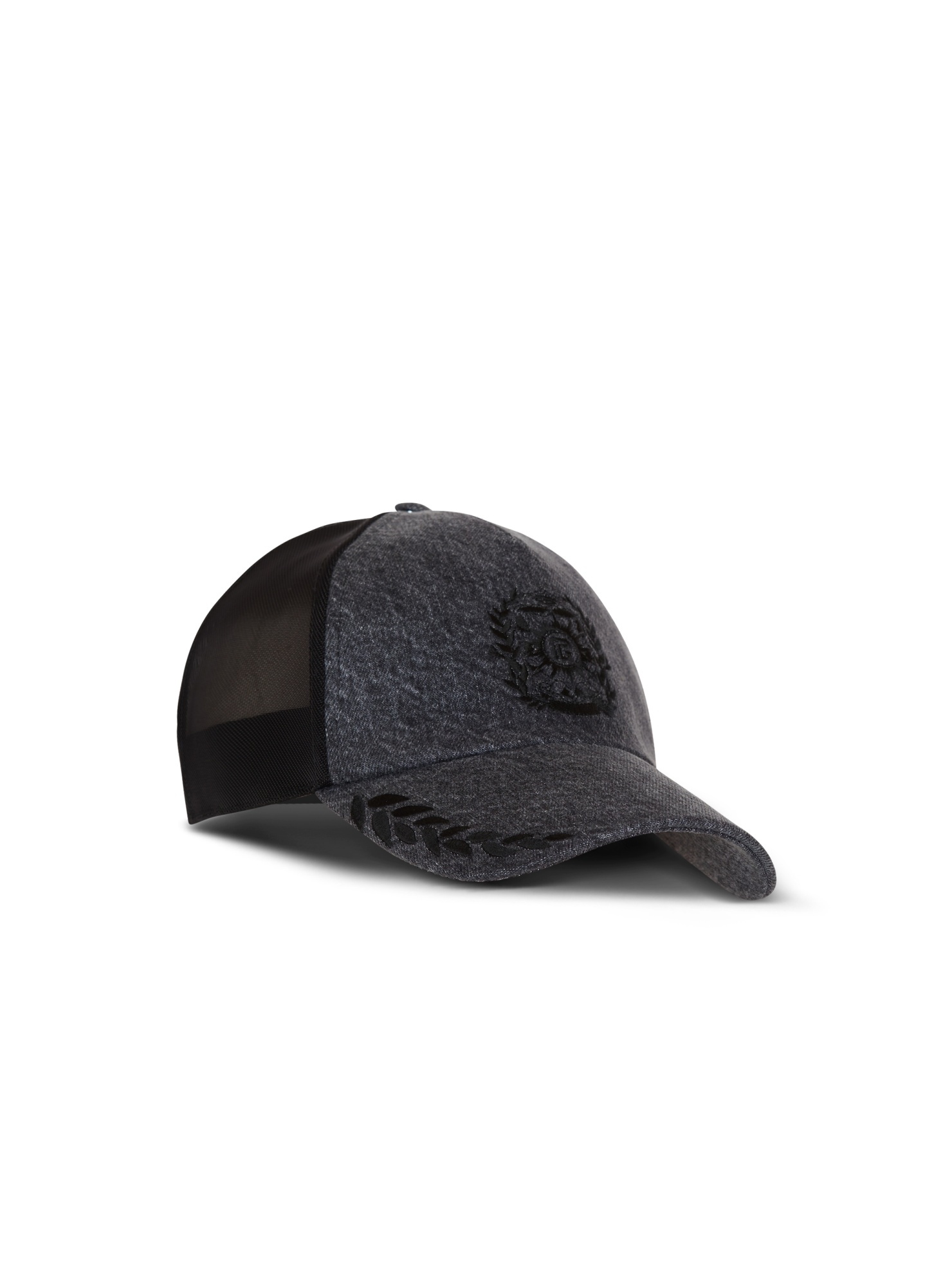 Balmain Écusson-embroidered Denim Cap In Blue