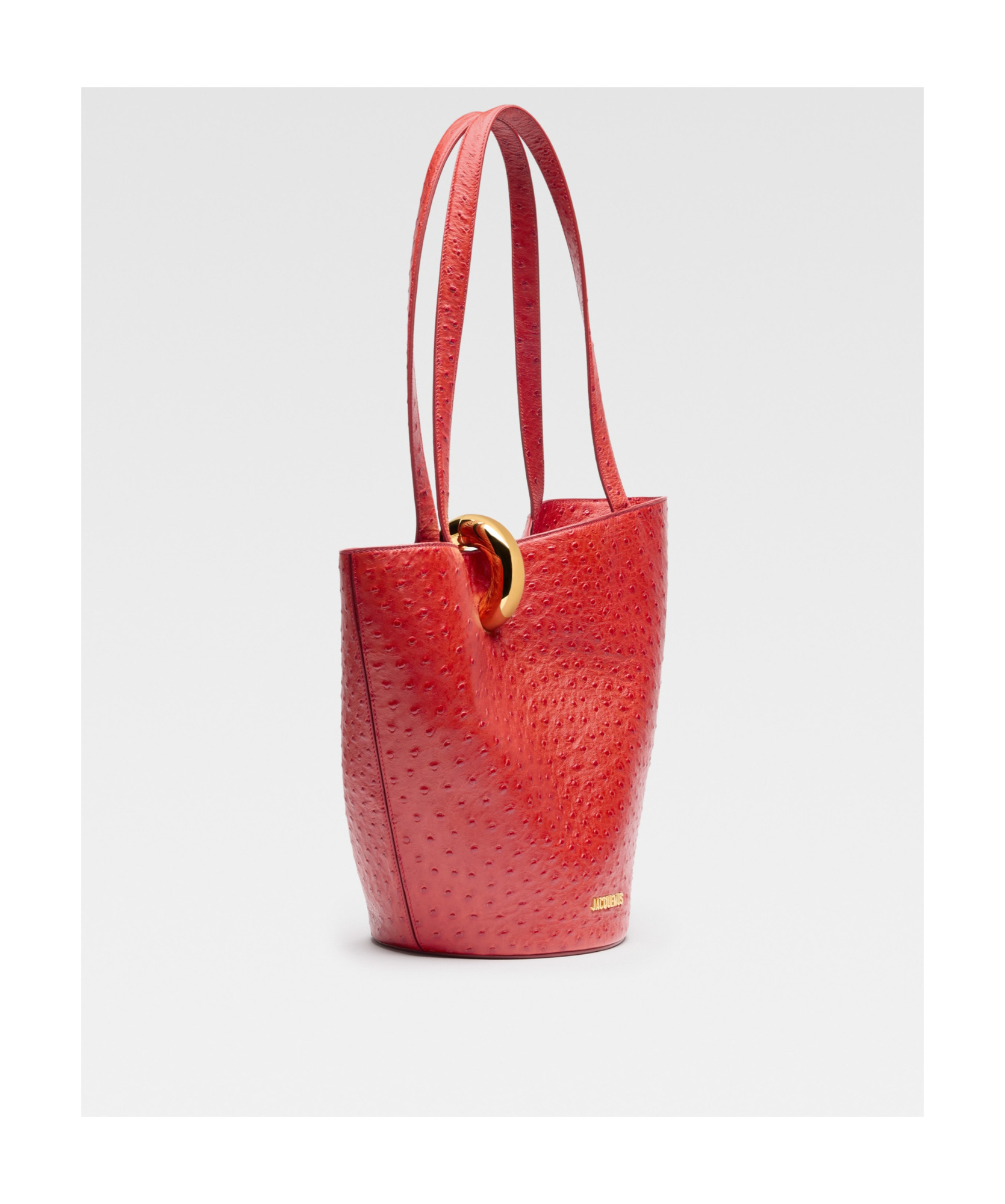 Jacquemus Medium Asymmetrical Bucket Bag In Red