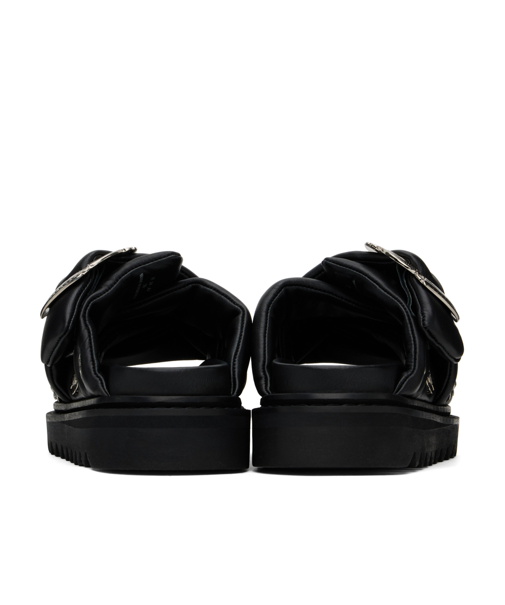 Toga Virilis Black Padded Leather Sandals In Black