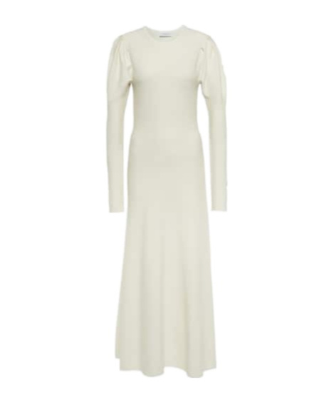 Gabriela Hearst Carlota Cape-effect Pleated Silk And Wool-blend Gown In Ivory