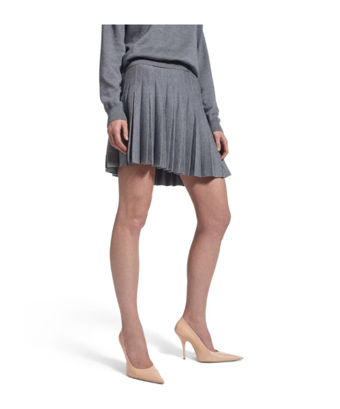 Balenciaga Pleated Knit Mini Skirt In Gray