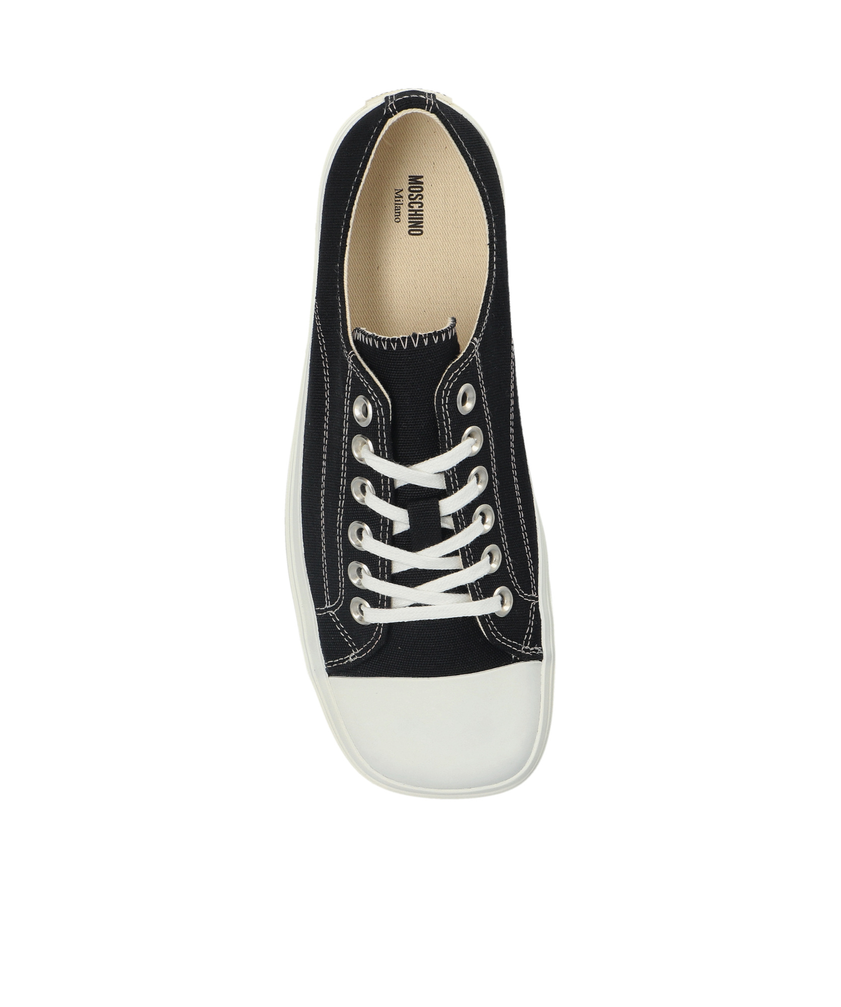 Moschino Square-toe Low-top Sneakers In Black