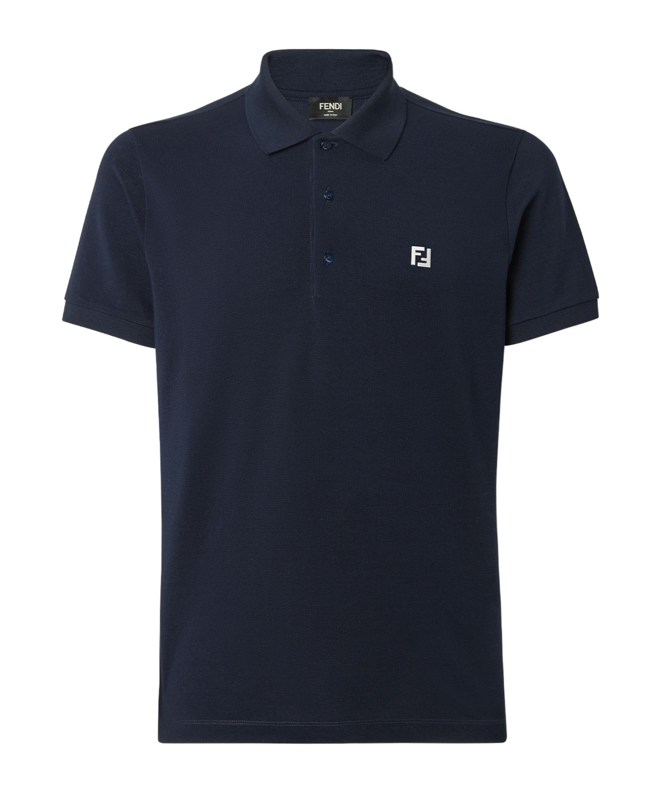 Fendi Dark Blue Piquet Polo Shirt In Navy Blue