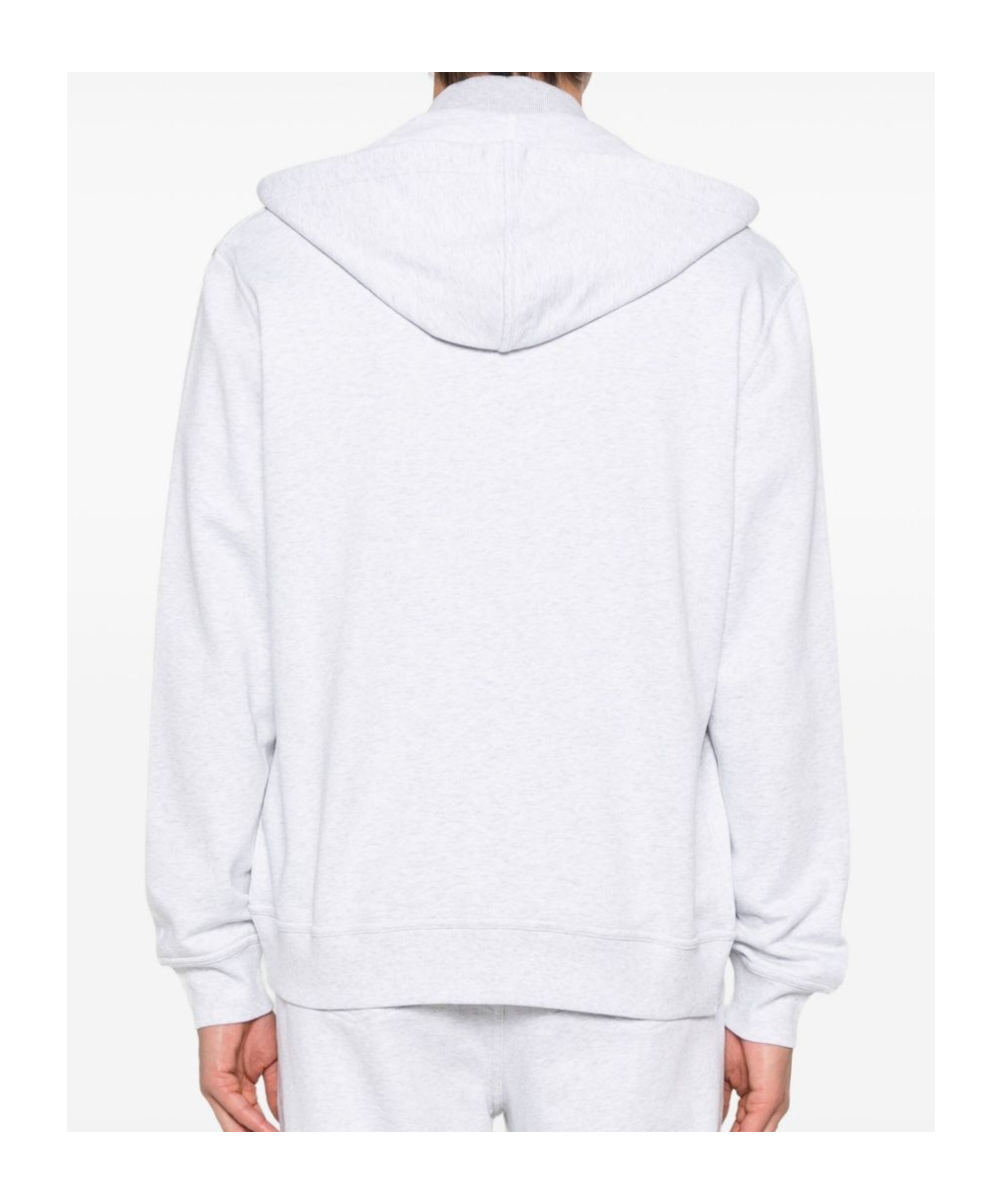 Brunello Cucinelli Light Grey Cotton Zipped Hoodie In White