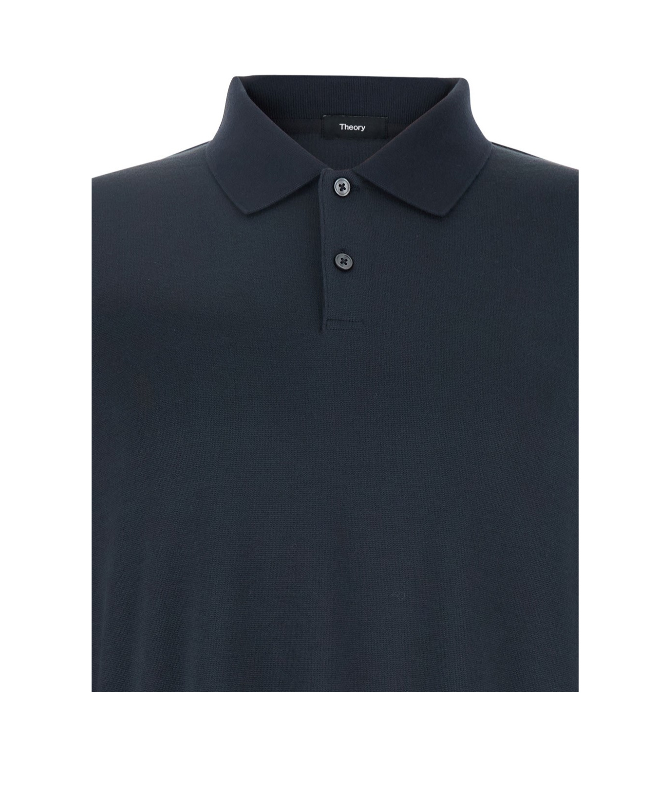 Theory 'goris' Blue Polo Shirt With Classic Collar And Long Sleeves In Black