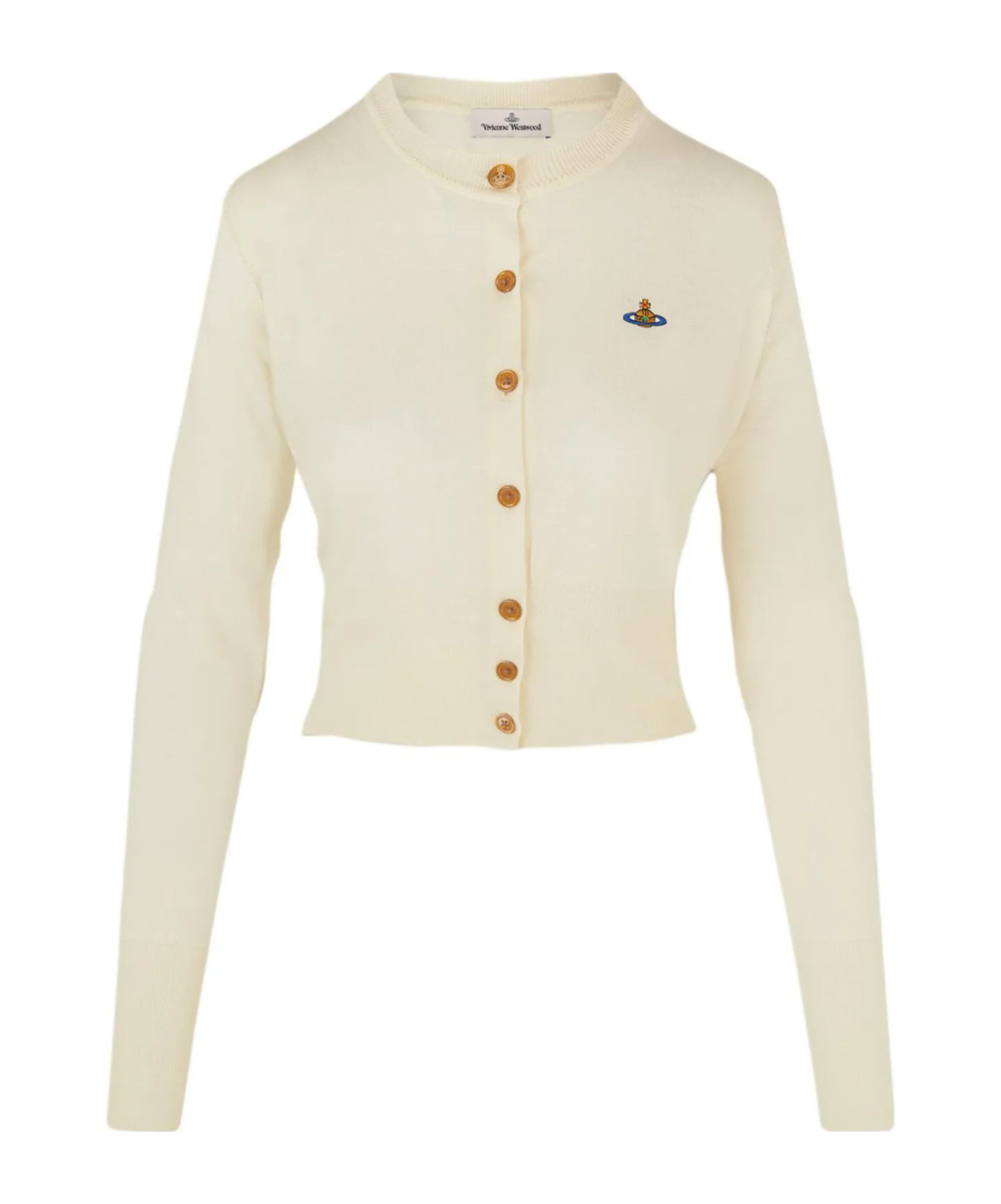 Shop Vivienne Westwood Long-sleeved Knitted Cardigan In Nude