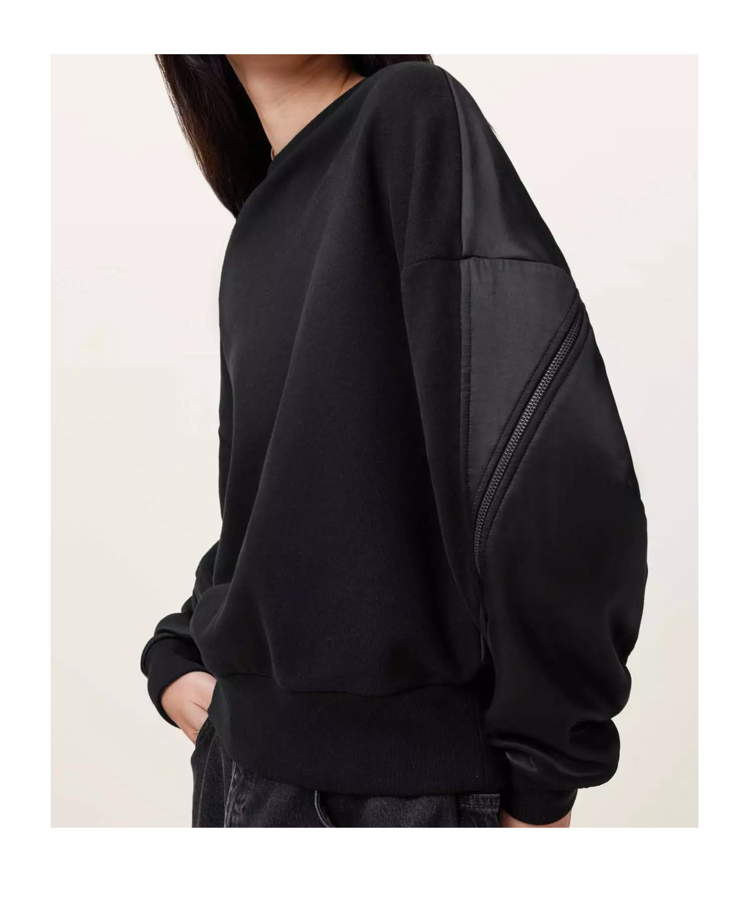 Allsaints Peggy Zip Sweatshirt In Black
