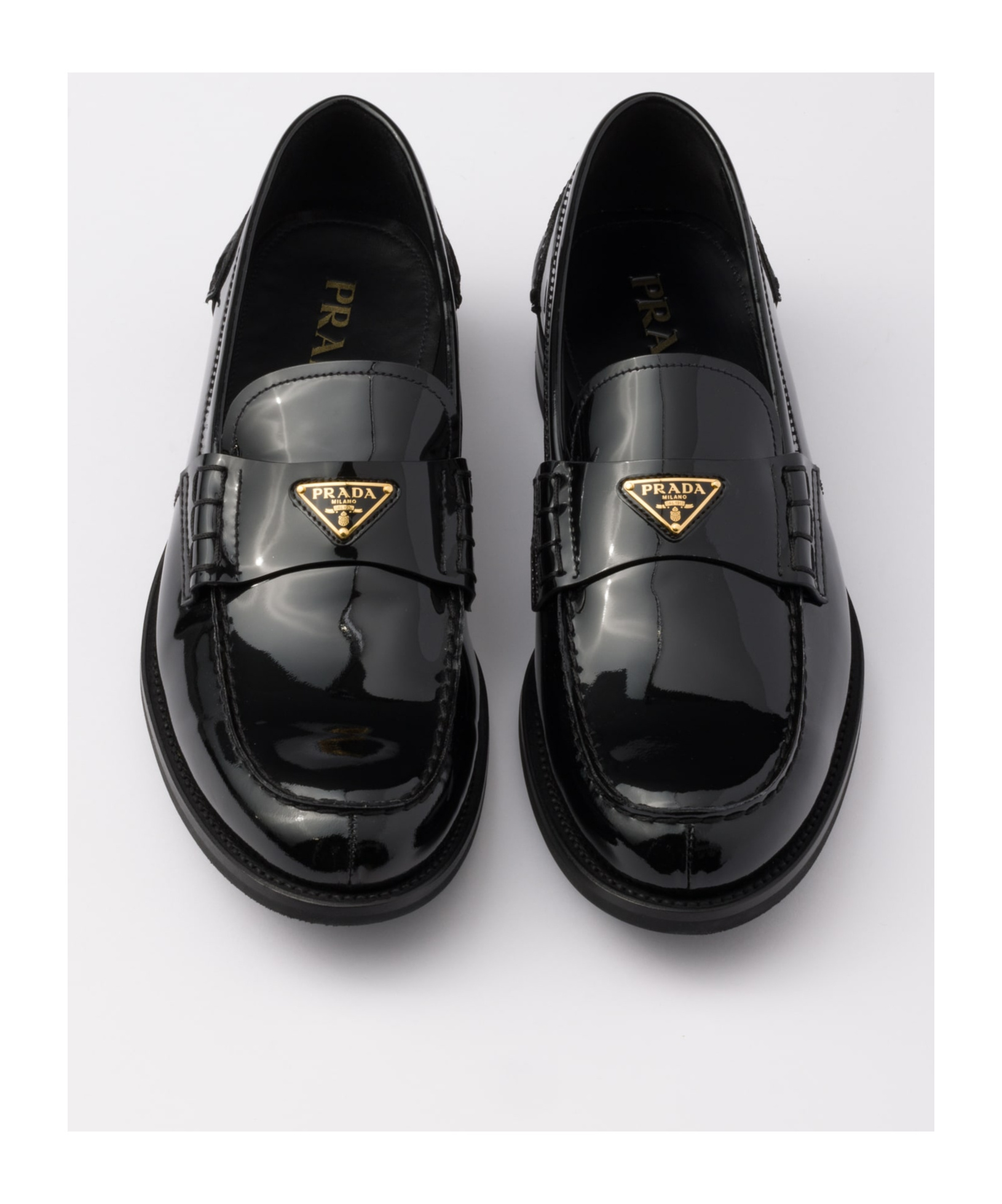 Prada Loafers Brushed Leather Elastic Gusset In Black