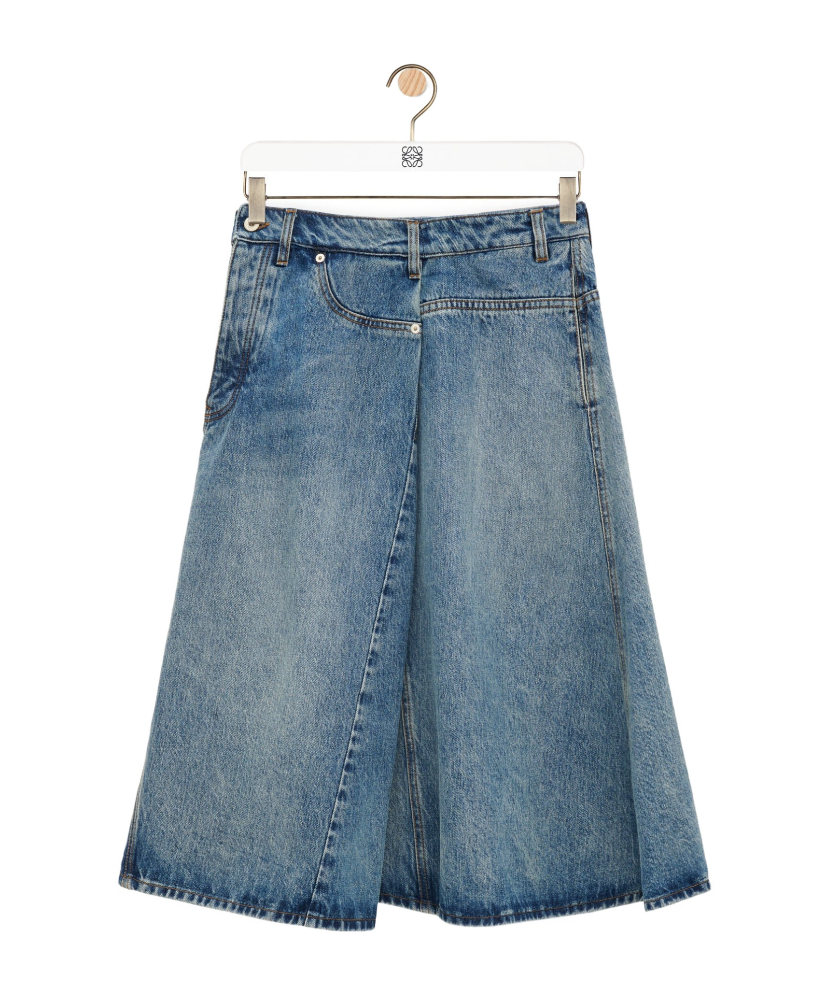 Loewe Belt-loop Jeans Skirt In Gray