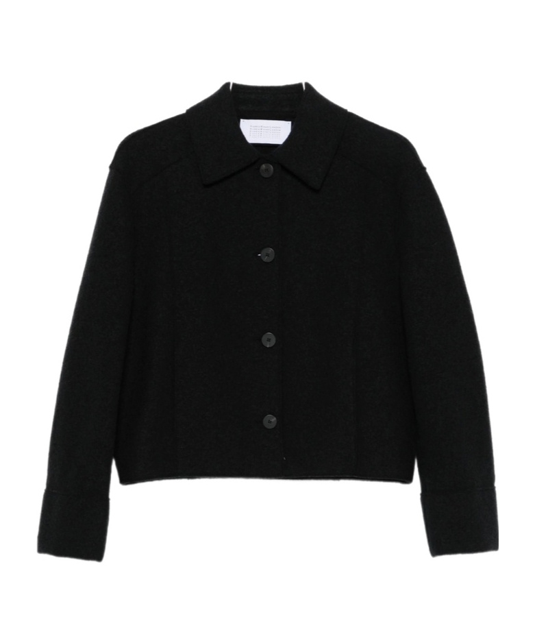 Harris Wharf London Button-front Collared Jacket In Black