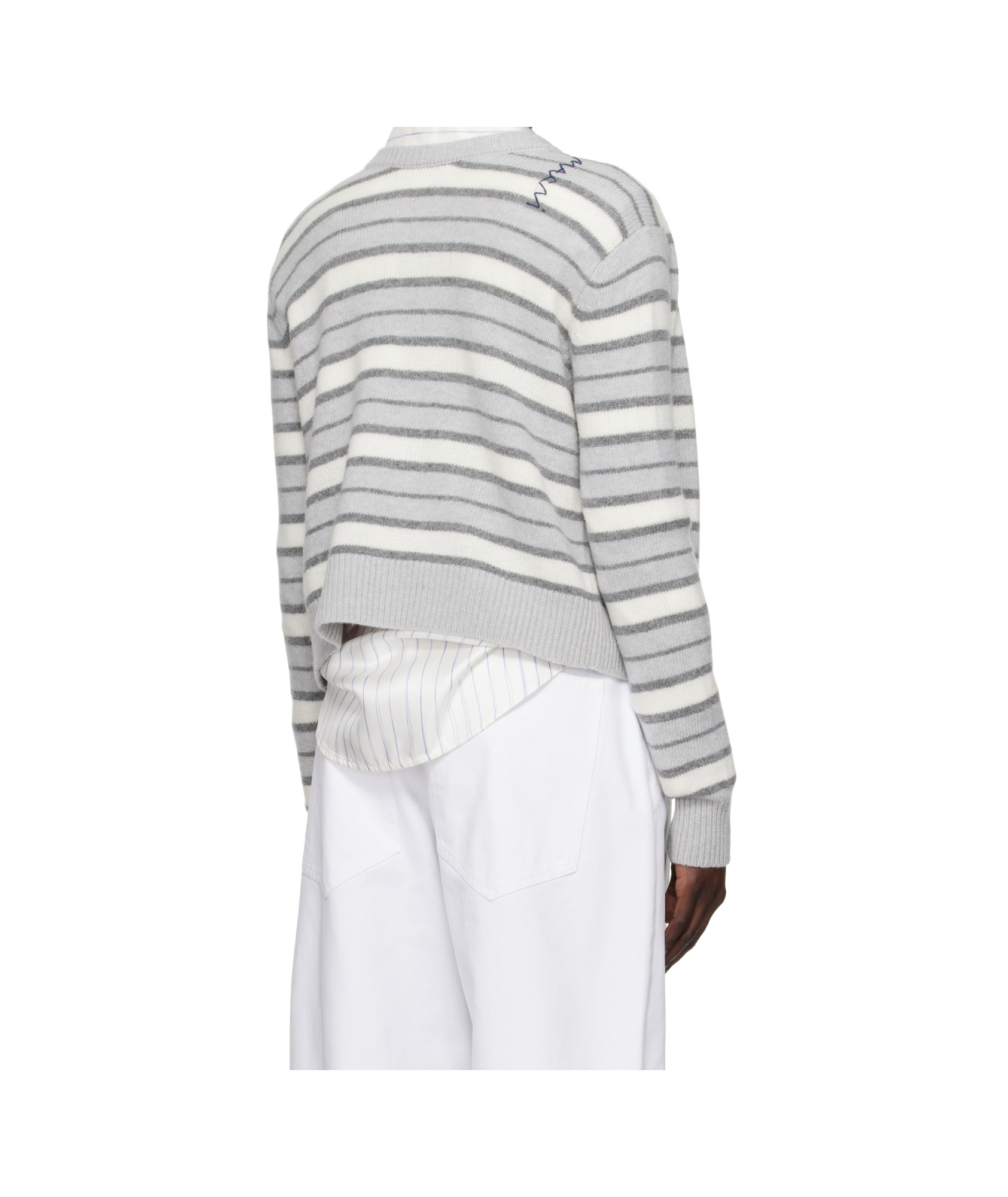 Marni Striped Open Back Sweater In White