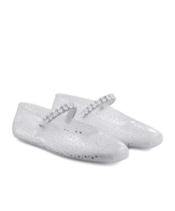 Jimmy Choo Square-toe Flats In Silver