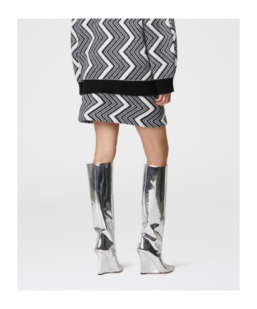 Missoni Zigzag Wool Mini Skirt In Black